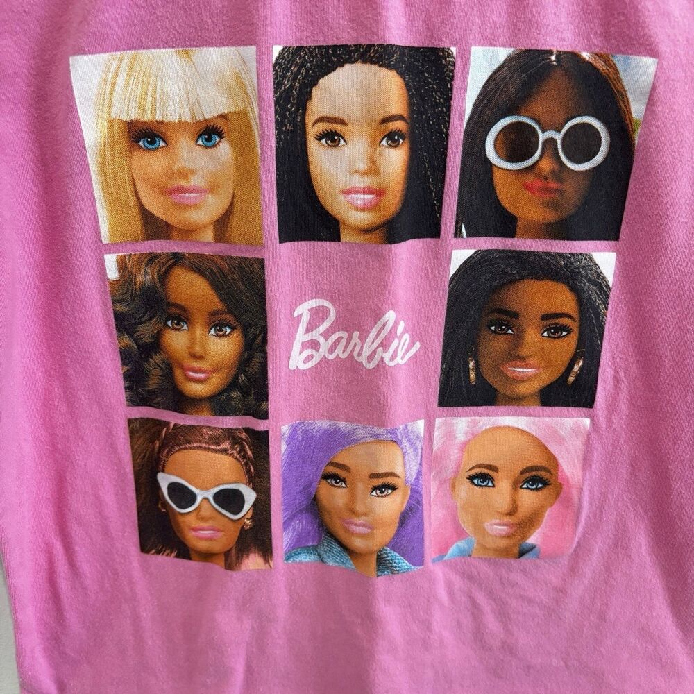 Barbie Women's Short Sleeve Ringer Tee Shirt Pink Size Small - Picture 3 of 5